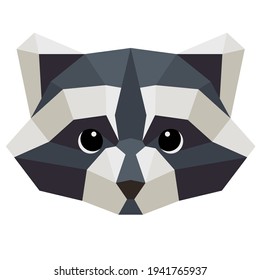 logo raccoon cute face grey