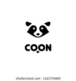 Logo with raccoon, in the style of negative space.