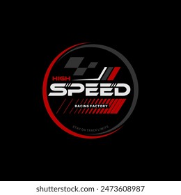 logo racing team trendy fashionable vector t-shirt and apparel design, typography, print, poster. Global swatches. 