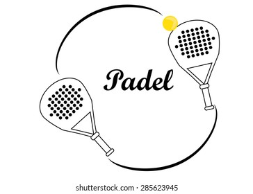 Logo  racket and a tennis ball. Logo in black and white and yellow