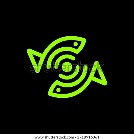The logo is a radar fish and internet symbol. Unique and elegant