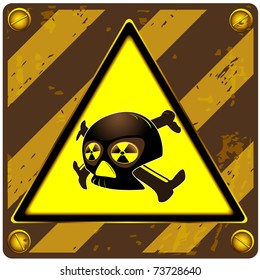 Logo of radiating danger placed on the tablet