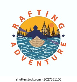 Logo rafting, Vintage Outdoor Summer Camp