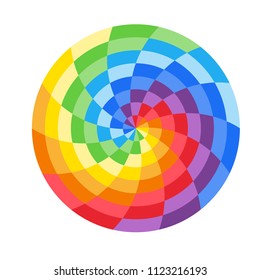 Logo rainbow circle. The symbol of an infinite cycle of color. Abstract isolated pattern on white background, vector illustration