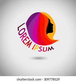 Logo Rainbow girl's face. Vector