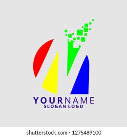 logo rainbow letter N