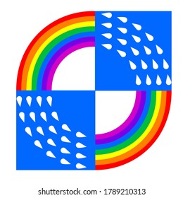 logo rainbow raindrops blue square on a white isolated background. Vector image eps 10