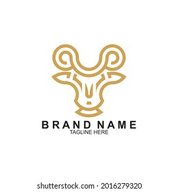 The logo of the ram head shape is gold which means strong and solid. Perfect for your creative industry logo.