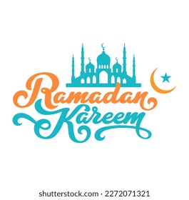 logo ramadan in blue and orange colour