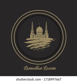 Logo for Ramadhan Kareem greeting card. islamic art for ramadan greeting.