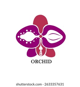 It is a logo of a rare orchid in the northeastern part of Thailand with three species. The logo is pink, red, purple.