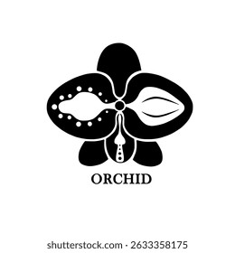 É um logotipo de uma orquídea rara na parte nordeste da Tailândia com três espécies. O logotipo é preto.