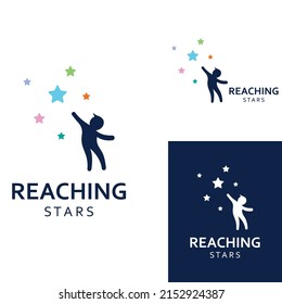 A logo to reach the stars or a logo to reach a dream or goal. Logo using vector design concept.