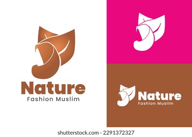 Logo ready elegant simple creative brand identity company corporate cafe fashion food initial letter mark sign hijab muslim leaf nature