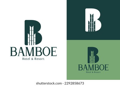 Logo ready elegant simple creative brand identity company corporate cafe fashion food initial letter word B mark sign modern luxuty hotel bamboo