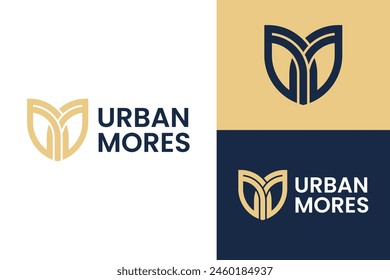 Logo ready elegant simple creative brand identity company corporate cafe fashion food initial U M flowers letter word mark sign modern 