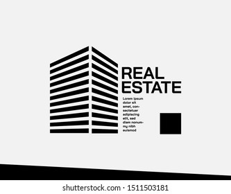 Logo of Real Estate and Building with Modern Concept. In Trendy Flat Isolated on White Background. Suitable for Hotel, Apartment, Real Estate Company, and Corporate Sign and Symbol.