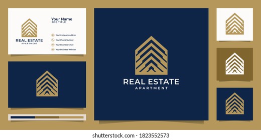 Logo Real Estate For Construction,home,apartment,modern Home,building, Property.minimal Awesome Trendy Professional Logo Design Template And Business Card.Premium Vector
