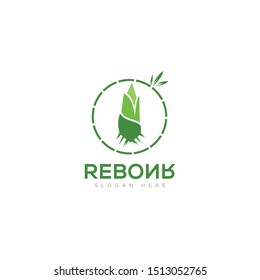 Logo reborn, by reversing letters for bamboo sprout vector 