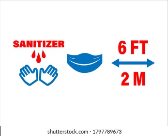 logo to recommend distance, protective equipment, sanitary means during a pandemic and coronavirus -19, vector illustration