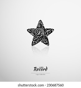 Logo record label. Ornate star icon