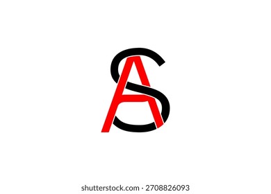 Logotipo AS: rojo A y negro S entrelazados en tipografía minimalista audaz con fusión geométrica de letras