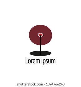 the logo with the red circle on top corresponds to the black circle below connected by a line