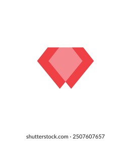 Diseño único del diamante rojo del logotipo con el fondo en blanco