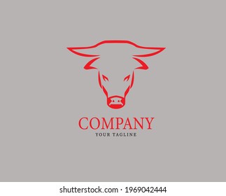 logo red head cow suitable for any business.