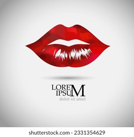 Logotipo de labios rojos. Ilustración del vector