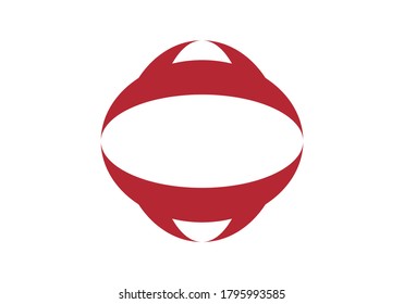 Logo in red on white background