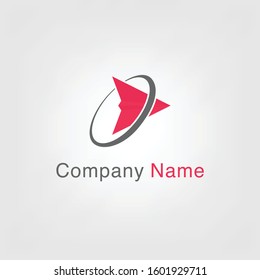 a logo with red paper plan and circle for your company 