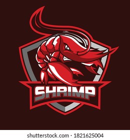 logo of red shrimp esport with shields