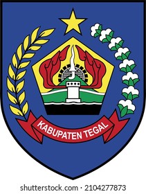 Logo of the Regency of Tegal, Inside the pentagon, the fire is burning that will never go out. The red color depicts the struggle of the people of the legal Regency, since before independence.