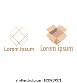 logo representing a box, suitable for shipping websites. you can replace the text with your brand name