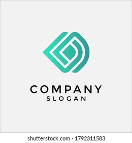 logotipo que representa la letra D con elementos de línea superpuestos. editable y fácil de personalizar