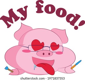 Logo represents the food brand. Piggy, cute, easy to use in print design.