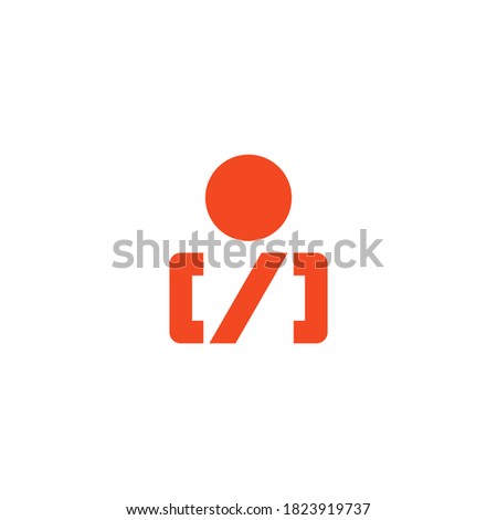 The logo resembles a human shape with square brackets. logo for programmers and software developers