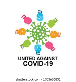 Logo resistance to corona virus. symbol to fight covid-19 disease. United against CORONA VIRUS / COVID-19