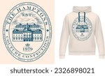 logo Resort graphic, retro tennis with house, seal victorian and couture. the hamptons, palm beach Country club summer SS23 tennis crest sport 