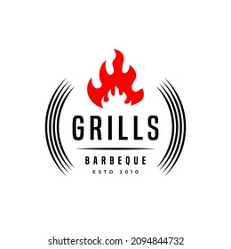 logo for restaurant with baked goods. This logo is in the shape of a grill fire