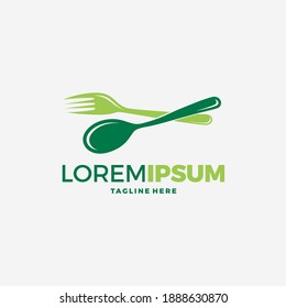 Logo-Restaurant mit Besteck, Löffel- und Gabelvektorgrafik
