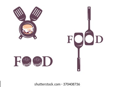 Logo for restaurant, Fast Food, Home made Kitchen. All restaurants form a good logo. Vector logo image. Burger icon. Food icons. Juicy logo