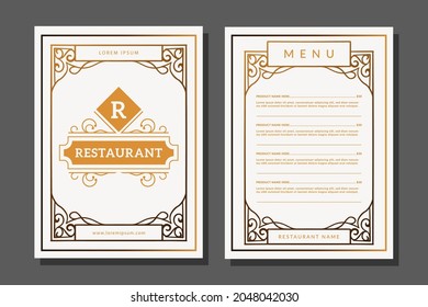 logo restaurant and restaurant menu design template with a vintage border