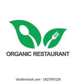 Logo Restaurant Organic And Leaf Design Vector