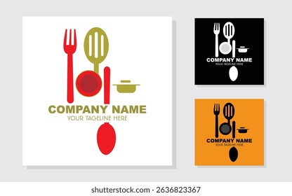 Logo for restaurant. Spoon, Fork and Plate Logo for Restaurant, Catering, Cafe and Food Service Branding. Logo Illustration