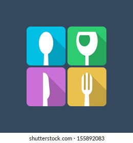 logo for restaurants in four colors with flat icons