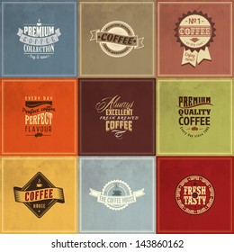 Logo Retro Cafe Coffee Vintage Tea Design Fair Art Shop Set Of Vintage Retro Coffee Label And Seal Logo Retro Cafe Coffee Vintage Tea Design Fair Art Shop Espresso Roaster Classic Rooster Product Bean