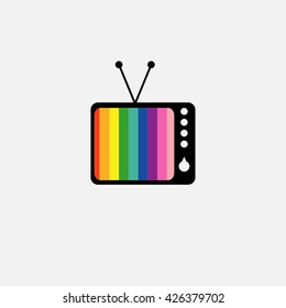 Logo of the retro TV with tuning colorful table