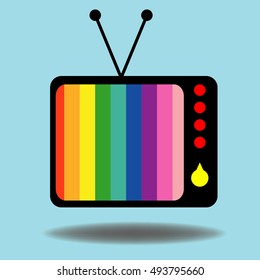 Logo of the retro TV with tuning colorful table
